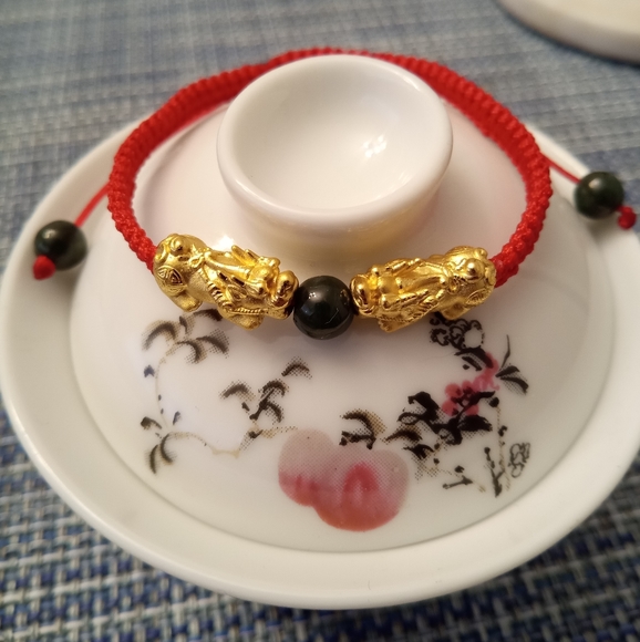 24K Pure Gold Double Pixiu 貔貅 Bracelet - Picture 3 of 13